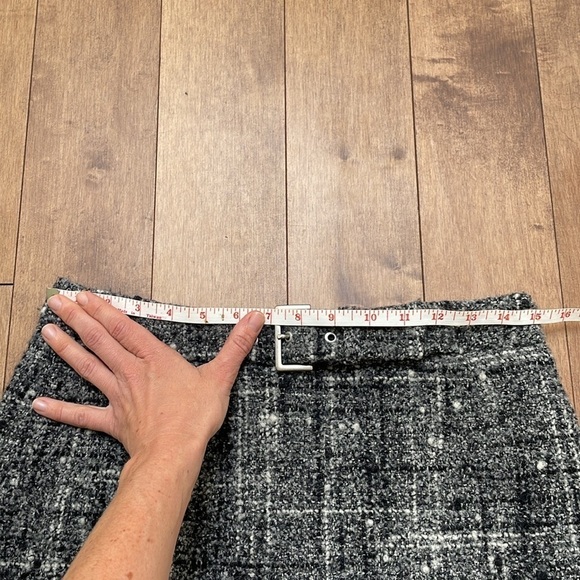 Marc Aurel mini wool skirt black white grey textured fixed belt lined sz 4 - Picture 8 of 10